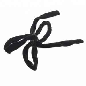 Alexandre De Paris リボン ベロア ヘアゴム ロゴ 茶色 ブラウン /SR