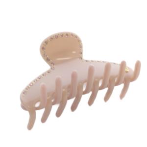 Alexandre De Paris ストーンヘアクリップ ロゴ ピンク /SR