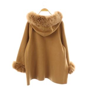 GRACE CONTINENTAL ポンチョ風トリミングコート フォックスファー 36 ブラウン