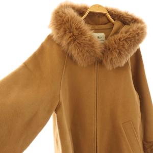 GRACE CONTINENTAL ポンチョ風トリミングコート フォックスファー 36 ブラウン