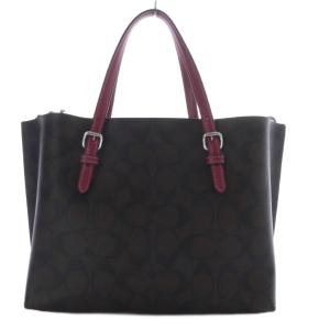 COACH モリー トート 25 シグネチャー キャンバス バッグ ショルダーバッグ 2way 斜め掛け ダークブラウン