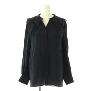 レーヨンシルクビッグカラー ブラウス 長袖 プルオーバー 38 紺 /NR OS