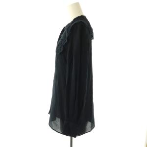 ANAYI レーヨンシルクビッグカラー ブラウス 長袖 プルオーバー 38 紺 /NR OS