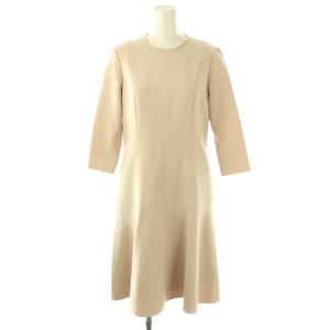 フレアワンピース 七分袖 38 ライトベージュ /DO OS