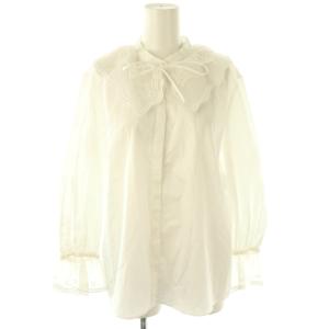 コットンサテンエリシシュウブラウス 長袖 38 オフホワイト /DO OS