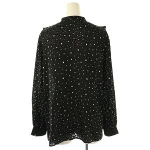 ANAYI フラワーオパールフリルブラウス 長袖 シアー 38 ブラック ホワイト /DO OS