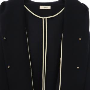 ANAYI ポンチ フーデッドコート ロング 36 ネイビー /HK OS