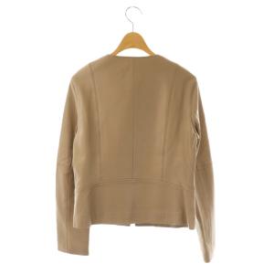 ANAYI ラムレザーノーカラージャケット ジップアップ 38 ベージュ /HK OS
