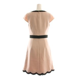 kate spade new york スカラップネック ワンピース ミニ 半袖 0 ピンク 黒 ブラック /AT OS