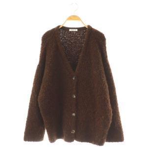 ニットカーディガン Vネック アルパカ混 ブラウン /CX OS
