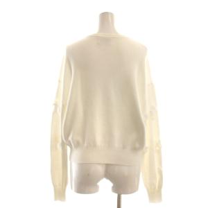 UNITED ARROWS 3D フラワークルーネックニット セーター 長袖 白 ホワイト /AT OS