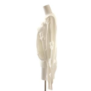 UNITED ARROWS 3D フラワークルーネックニット セーター 長袖 白 ホワイト /AT OS