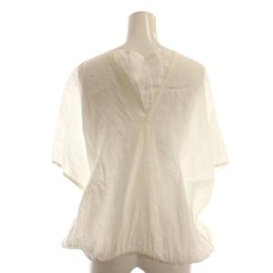 fog linen work Vネック リネンブラウス フレンチスリーブ 半袖 白 ホワイト /AT OS