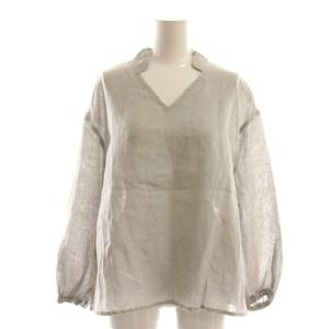 リネン 長袖ブラウス スキッパー グレー /AT OS