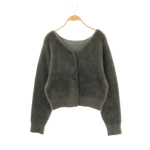 24AW フェイクファー カーディガン ニット 2 グレー /DF OS