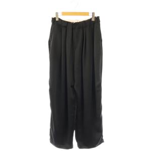 サテン ワイドカーゴパンツ ドロスト 3 黒 /CX OS