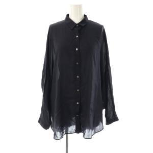 Dolman sleeve sheer Blouse シャツ 長袖 ネイビー /HK OS