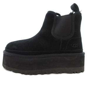 UGG australia Neumel Platform Chelsea ムートンブーツ スエード ボア 23cm 黒 ブラック