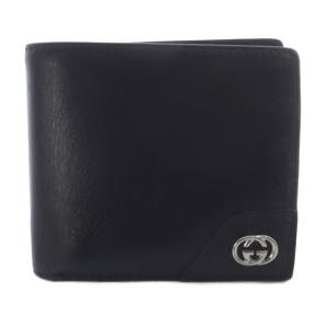 インターロッキングG レザー 二つ折り財布 黒 ブラック 181677 /SR OH