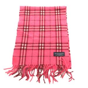 BURBERRY LONDON マフラー ストール カシミヤ フリンジ ノバチェック ピンク /BS