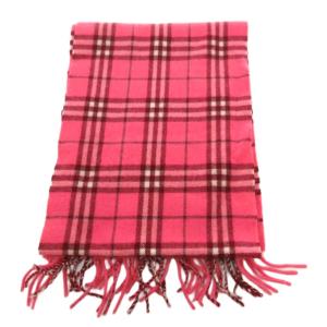 BURBERRY LONDON マフラー ストール カシミヤ フリンジ ノバチェック ピンク /BS