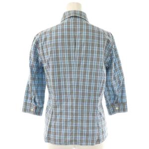 BURBERRY BLUE LABEL チェック シャツ 七分袖 38 ライトブルー /HK OS