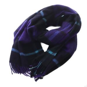 DRAWER別注 ストール マフラー チェック カシミヤ ブラック