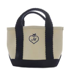 ウェブ ハンドル トートバッグ ハンドバッグ キャンバス イニシャル入り ネイビー ホワイト /YO6