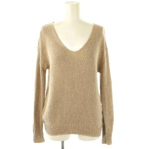 シルクリネンVネックニット カットソー 長袖 ベージュ /NR OS SH