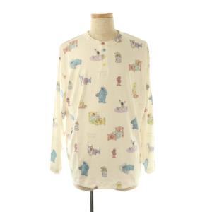 GELATO PIQUE HOMME ×SESAME STREET 24AW 総柄 プルオーバー ロングパンツ ルームウェア M オフホワイト