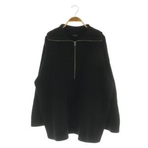 21SS セーラーカラー ニット セーター 長袖 ハーフジップ ブラック /MY OS