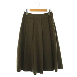 fox brothers ウールスカート フレア ミモレ ロング タック 1 カーキ /AT OS