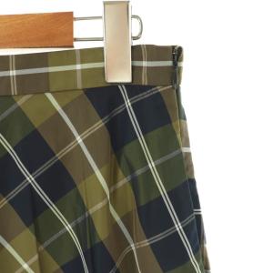 MARGARET HOWELL チェック フレアスカート ミモレ ロング 2 カーキ /AT OS
