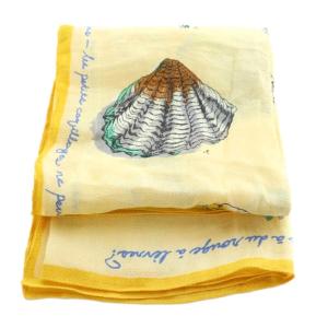 manipuri リネンミックスストール120 シェル 総柄 黄色 クリーム色 /MI OS