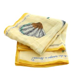 manipuri リネンミックスストール120 シェル 総柄 黄色 クリーム色 /MI OS