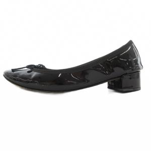 Repetto パンプス シューズ エナメル ローヒール 38 黒 ブラック /AE
