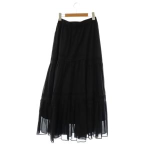 GRACE CONTINENTAL 24SS ギャザーレースロングスカート フレアスカート 36 ブラック /DF OS