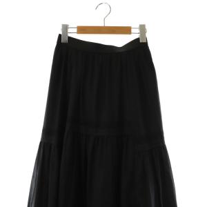 GRACE CONTINENTAL 24SS ギャザーレースロングスカート フレアスカート 36 ブラック /DF OS