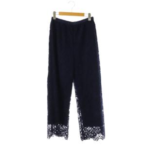 24SS レースストレートパンツ イージーパンツ 38 ネイビー /DF OS