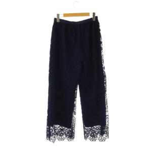 GRACE CONTINENTAL 24SS レースストレートパンツ イージーパンツ 38 ネイビー /DF OS