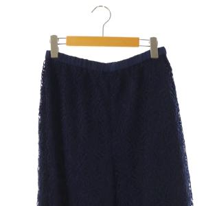 GRACE CONTINENTAL 24SS レースストレートパンツ イージーパンツ 38 ネイビー /DF OS