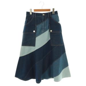 23AW 切替マーメイドスカート ロング 38 ネイビー ライトブルー /DF OS