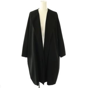 トリアセジョーゼットノーカラーコート ロング ブラック /DO OS