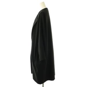 MUSE de Deuxieme Classe トリアセジョーゼットノーカラーコート ロング ブラック /DO OS