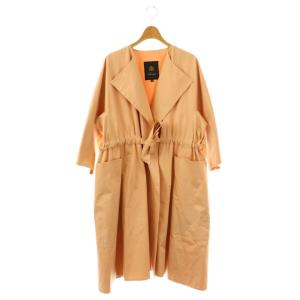 ムソウビッグポケットコート スプリング ノーカラー ロング 36 オレンジ /AT OS