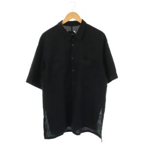 ウールオープンカラー半袖シャツ 04 ブラック /HK OS