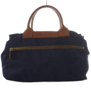 P4/6 ボストンバッグ ハンドバッグ ナイロン×レザー ネイビー 南京錠付き /YO22