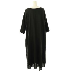BEARDSLEY 25SS リネン前後ワンピース ロング 半袖 1 ブラック /DF OS