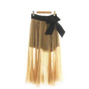 プリーツドットアシメスカショーパン パンツ スカート 0 ベージュ 黒 /CX OS