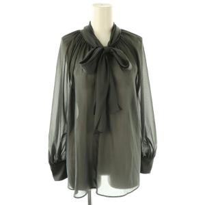 25SS シアーボウタイブラウス 長袖 プルオーバー XS ダークグレー /NR OS